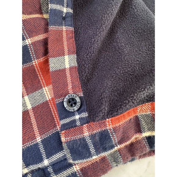 LL Bean Fleece Lined Flannel Shirt Jacket Men's Medium Shacket Navy Plaid - Picture 4 of 13